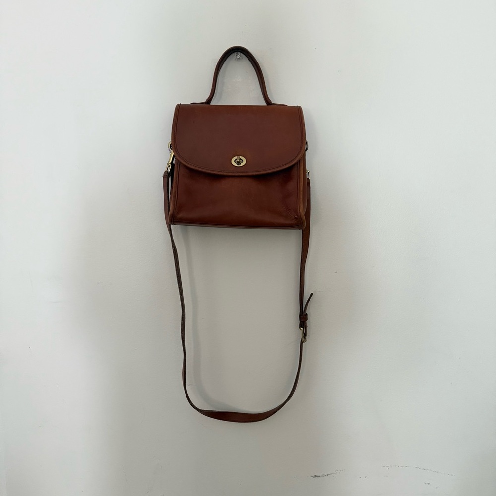 Vintage 90s Coach Brown Leather Manor British Tan 9977 - Picture 2 of 4